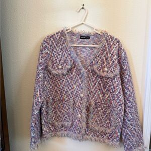 Multicolor Textured Cardigan, size small, never worn.